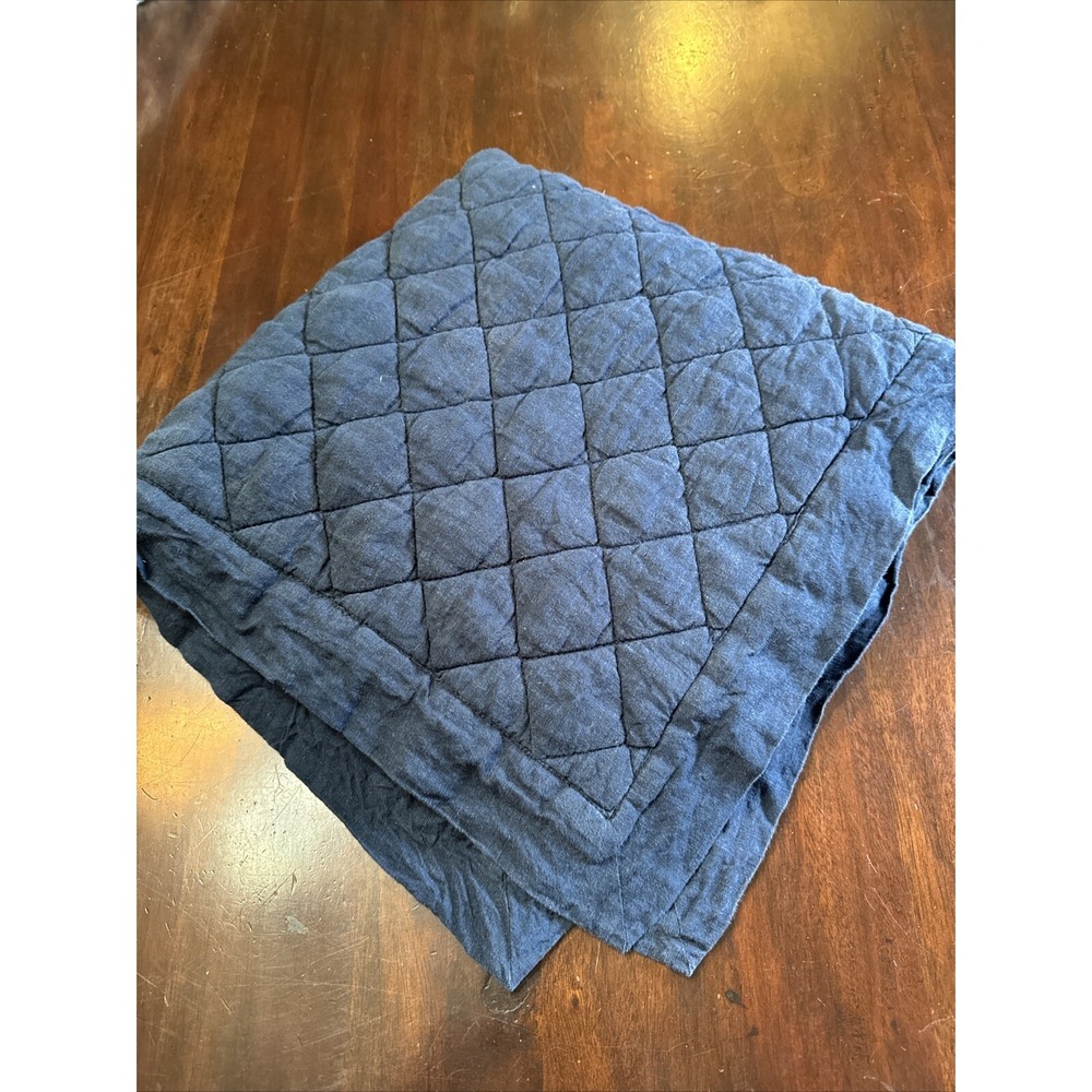 Pottery Barn Belgian Flax Linen Euro Diamond Quilted Pillow Sham Navy Blue Teen